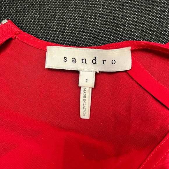 Sandro Red Mini Dress with sheer back XS - Picture 5 of 6